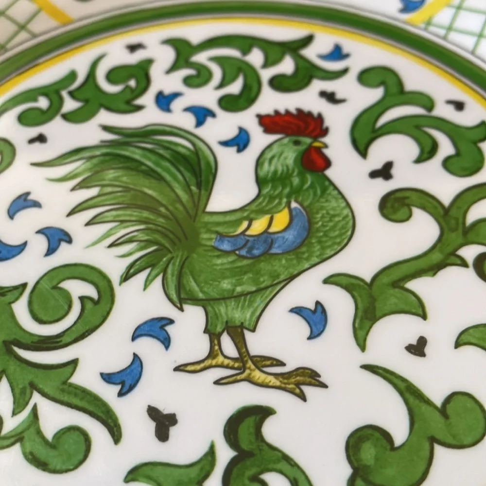 Sir La Table Melamine green Rooster Salad Plate 9”